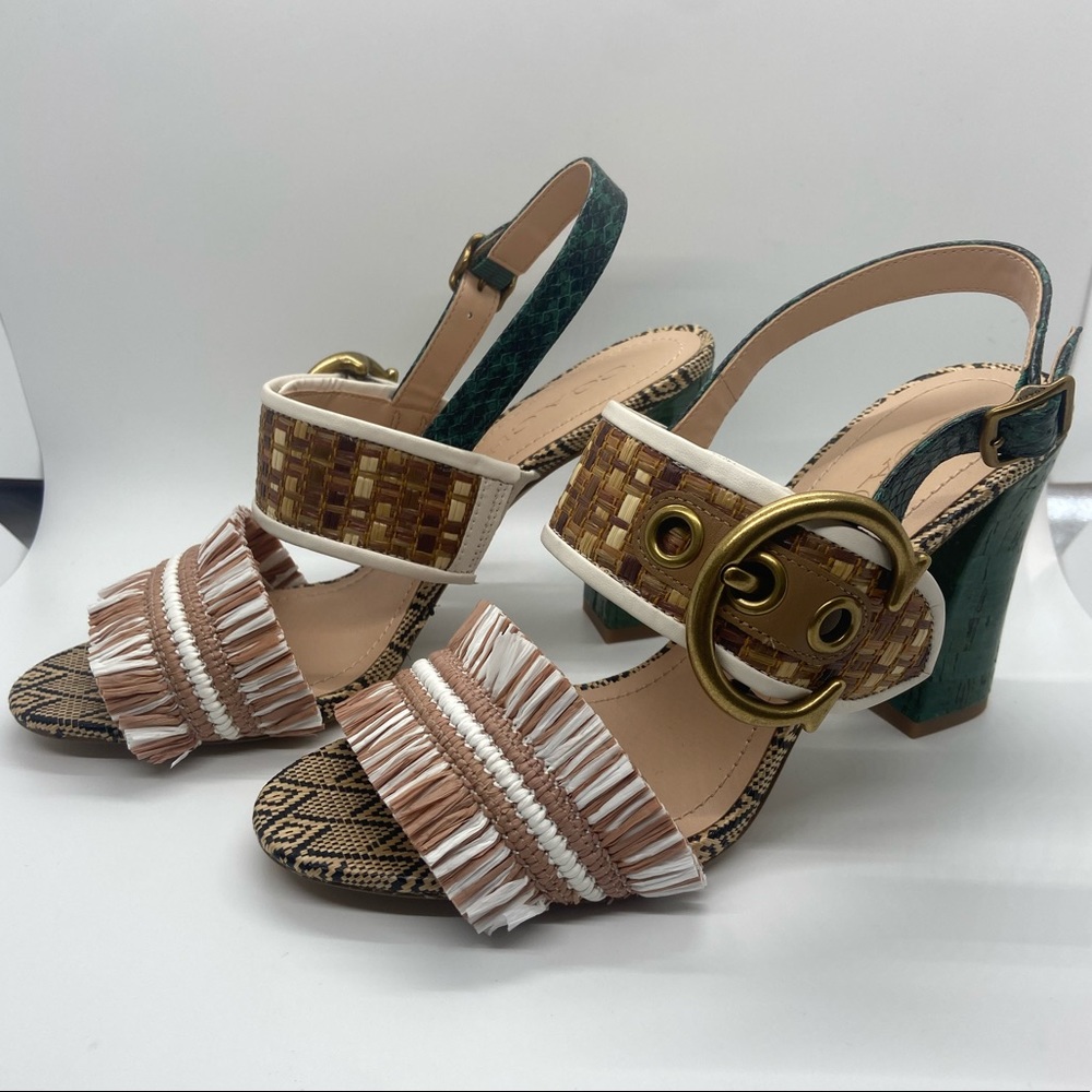 Coach Robin Raffia White and Beige Heel 8 - Picture 3 of 13
